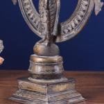 Vintage Brass Lord Vishnu with Sudarshan Chakra Aura | 16.5" x 12" x 5" (41.9 x 30.5 x 12.7 cm) | 5.5 kg Sacred Divine Art